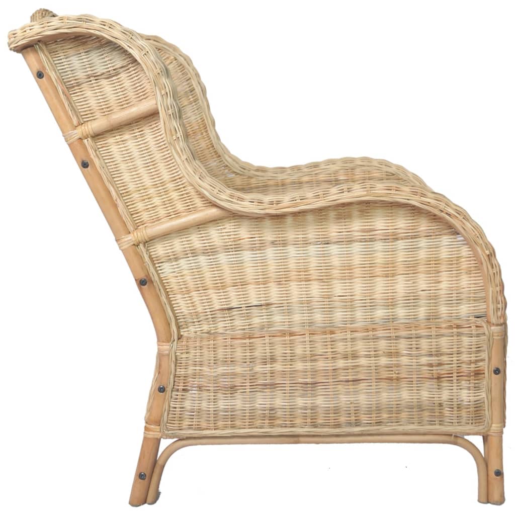 Fauteuil avec coussins en rotin naturel et lin