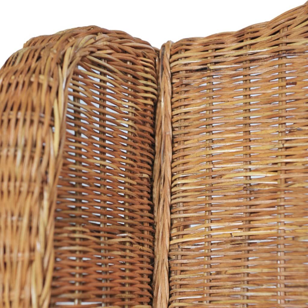 Fauteuil avec coussins en rotin naturel marron clair et lin