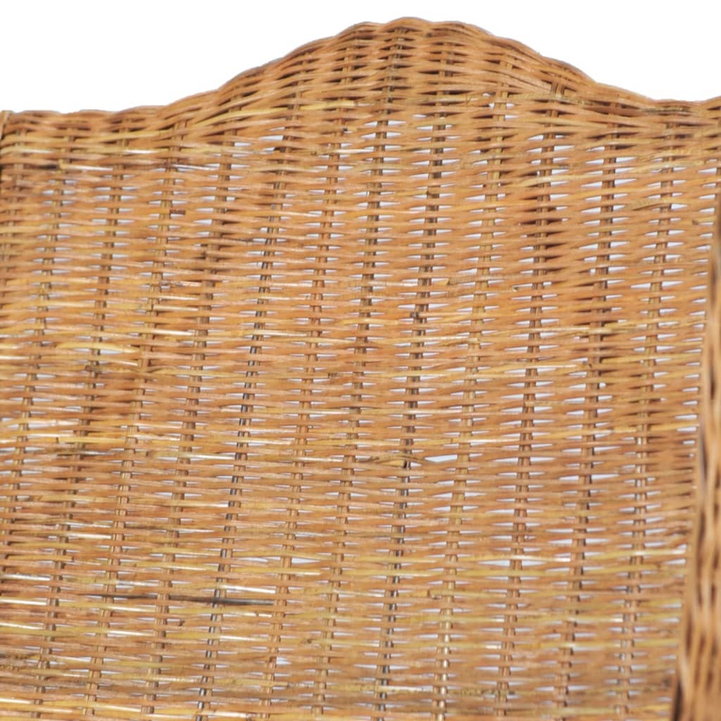 Fauteuil avec coussins en rotin naturel marron clair et lin