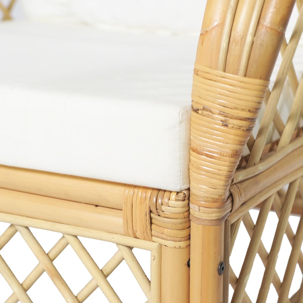 Fauteuil avec coussins Rotin naturel et lin