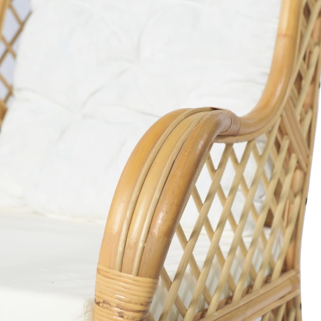 Fauteuil avec coussins Rotin naturel et lin