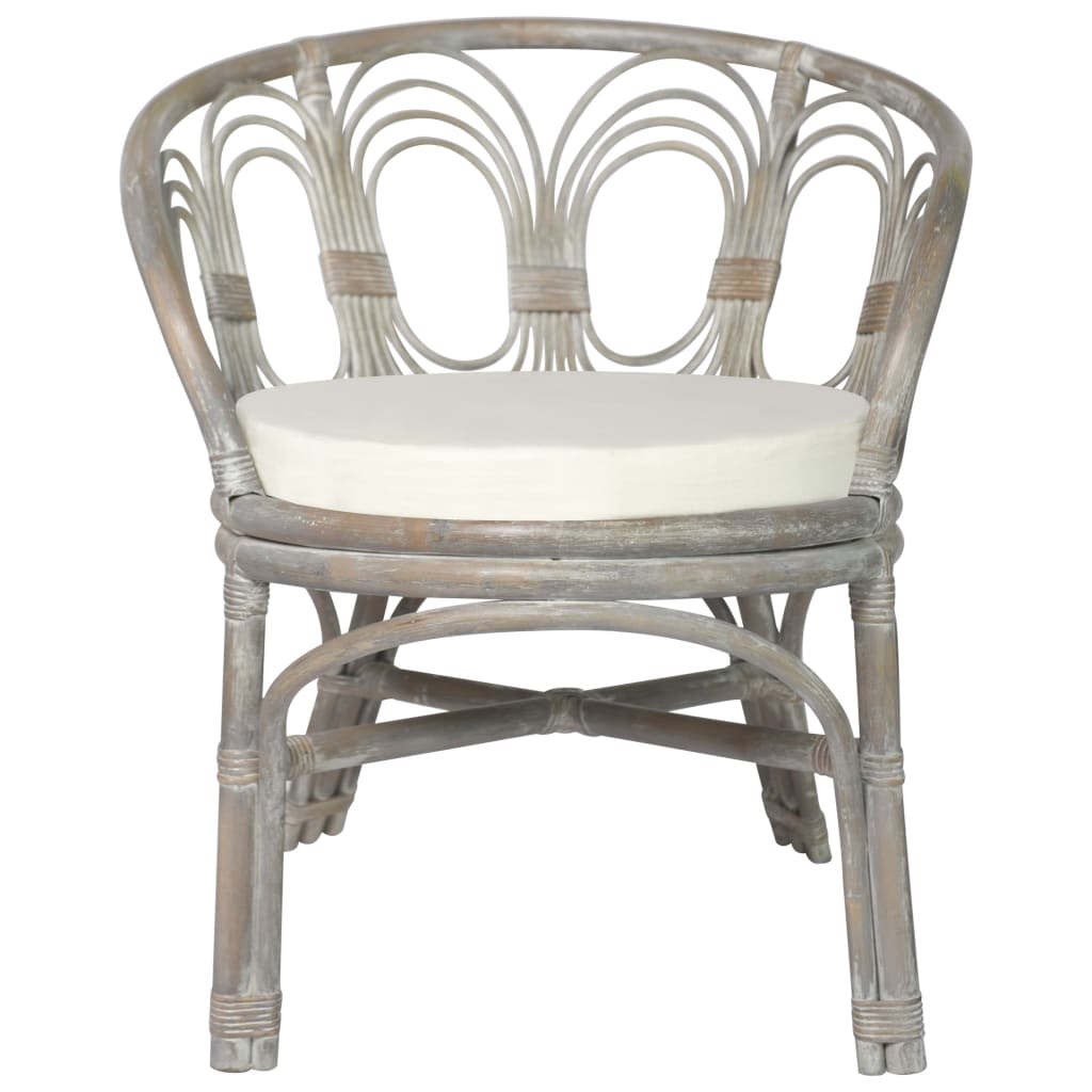Dining chair with cushion grey natural rattan linen