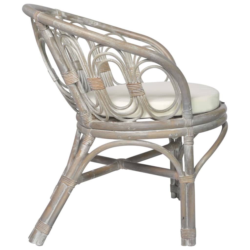 Dining chair with cushion grey natural rattan linen