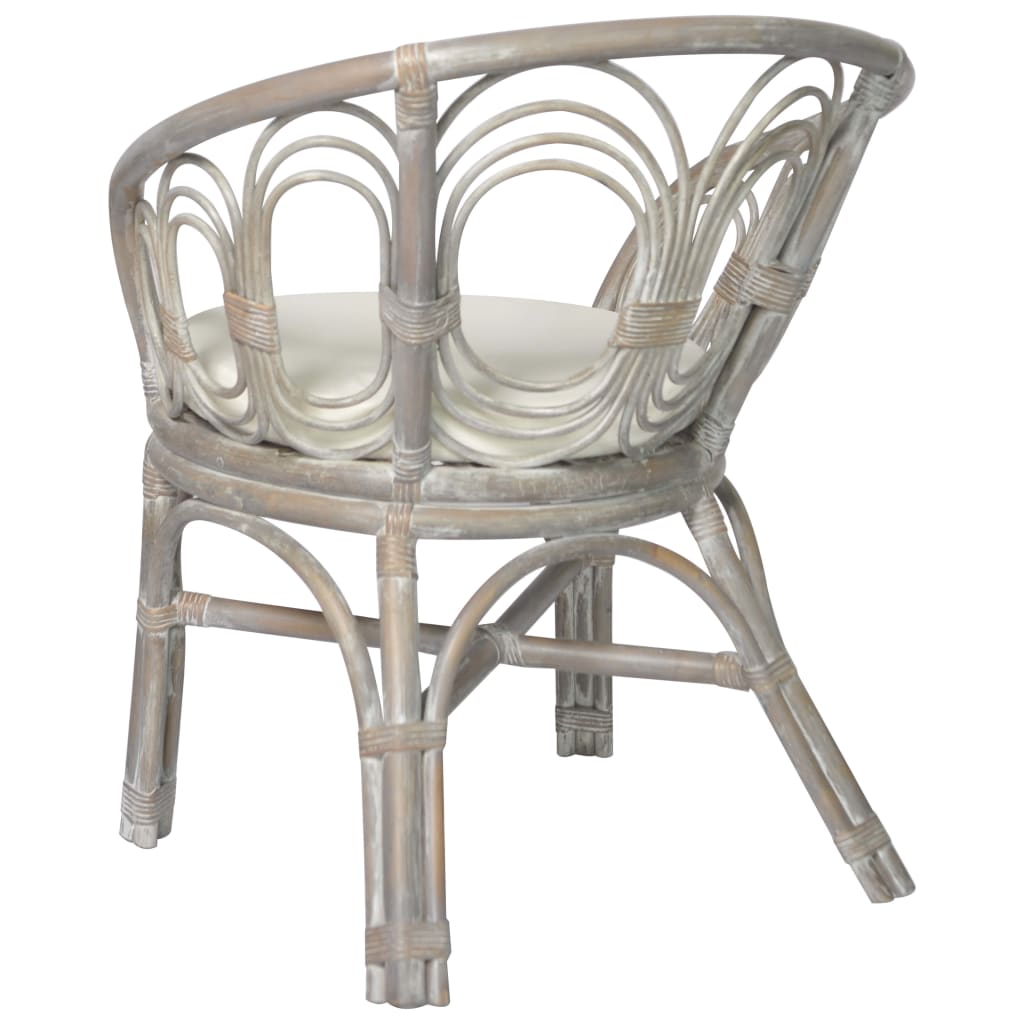 Dining chair with cushion grey natural rattan linen