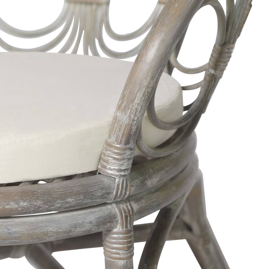 Dining chair with cushion grey natural rattan linen