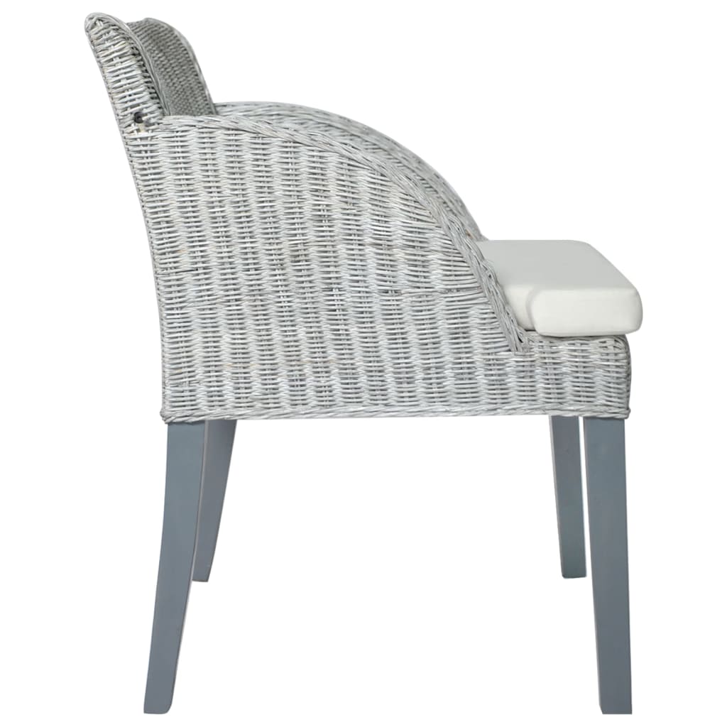 Dining chair with cushion grey natural rattan