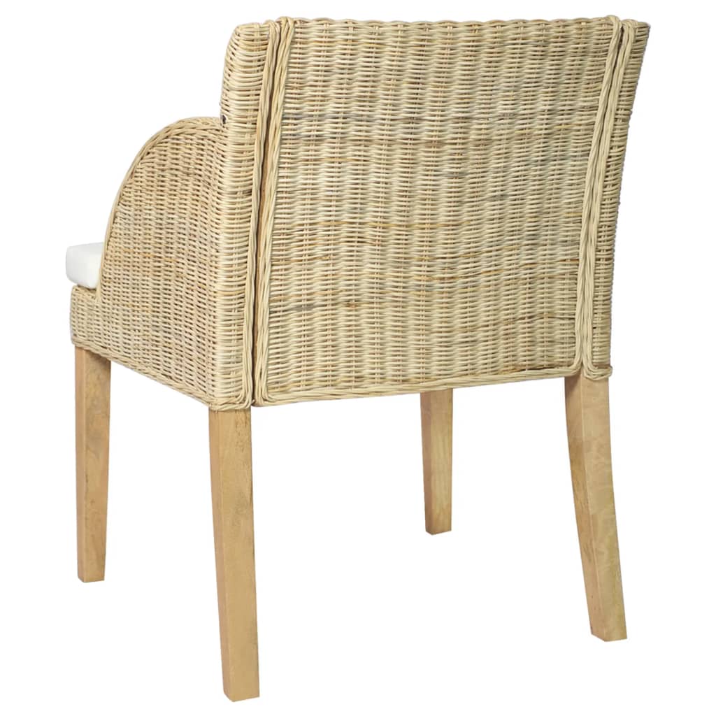 Esszimmerstühle mit Kissen 2 Stk. Natur Rattan