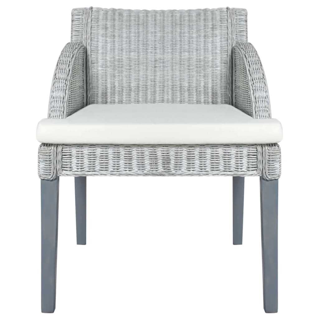 Dining chairs with cushions 2 pcs. Grey natural rattan