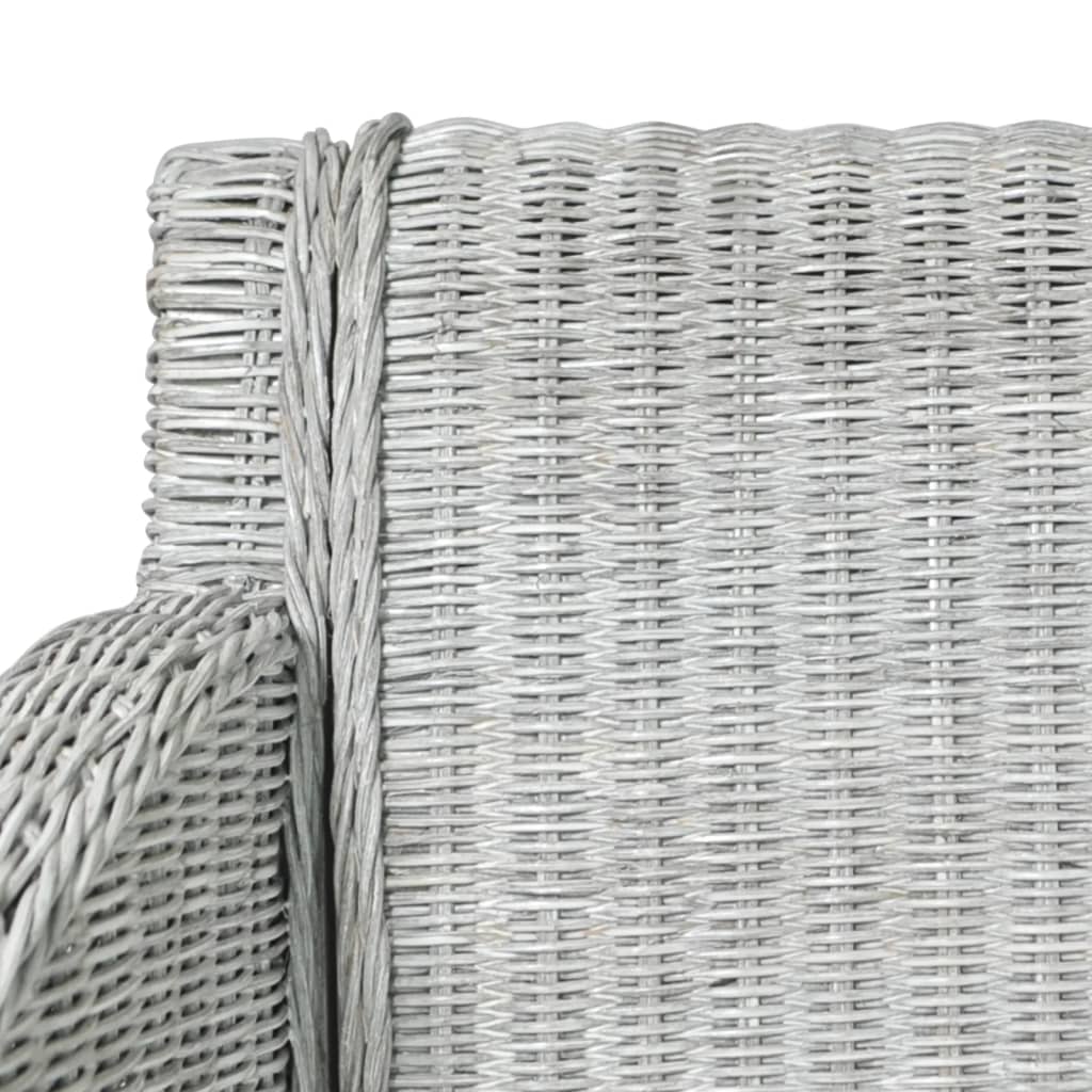 Dining chairs with cushions 2 pcs. Grey natural rattan