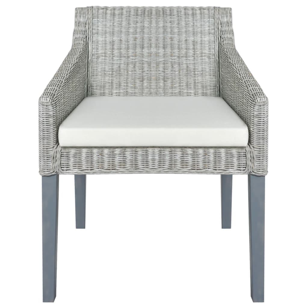 Dining chair with cushion grey natural rattan