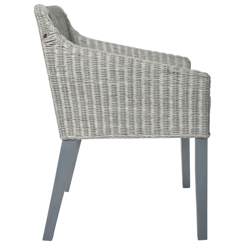 Dining chairs with cushions 2 pcs. Grey natural rattan
