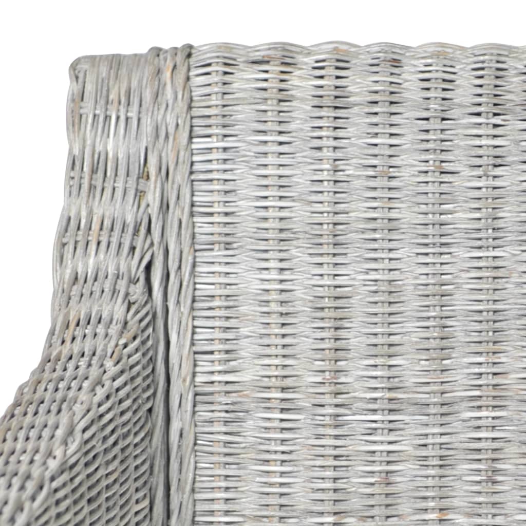 Dining chairs with cushions 2 pcs. Grey natural rattan