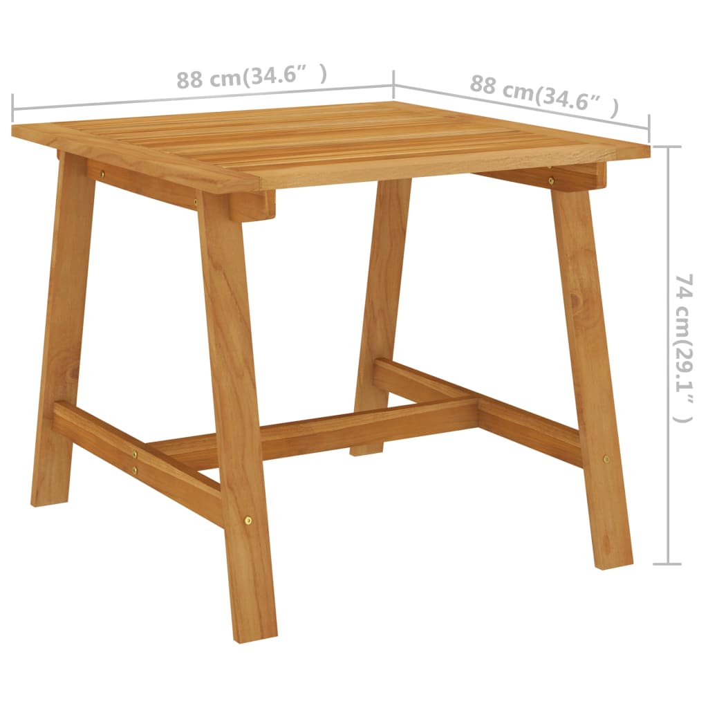 Table à manger de jardin 88x88x74 cm en bois d'acacia massif