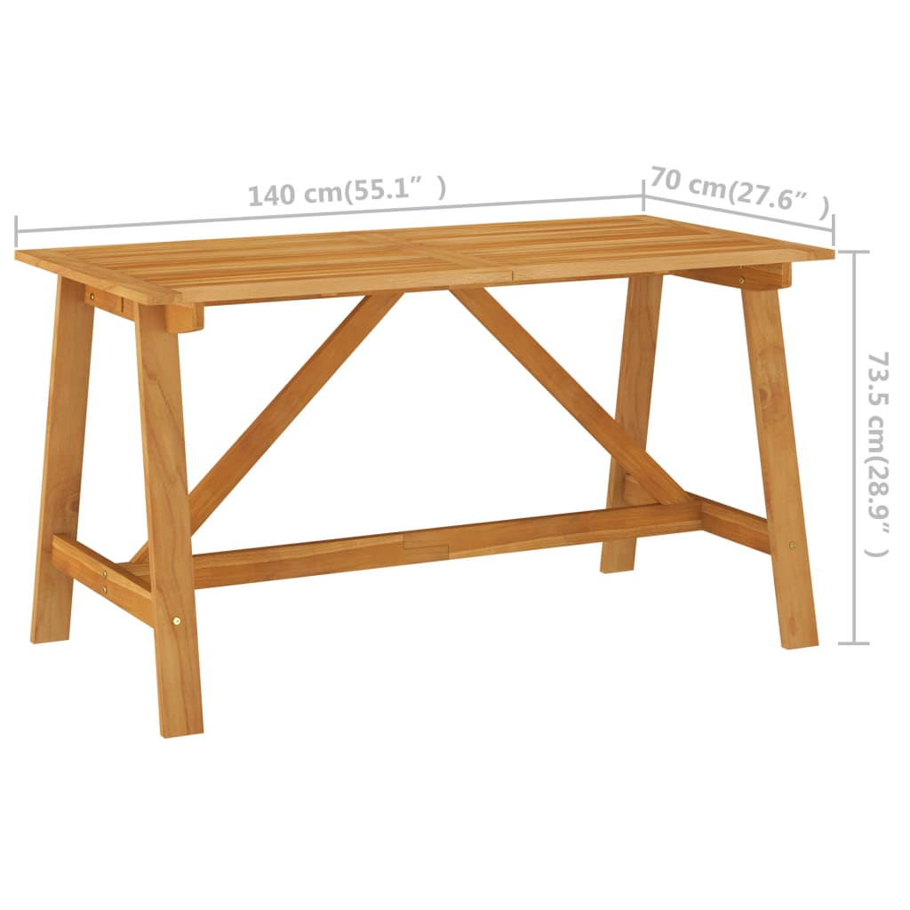 Table à manger de jardin 140x70x73,5 cm en bois d'acacia massif