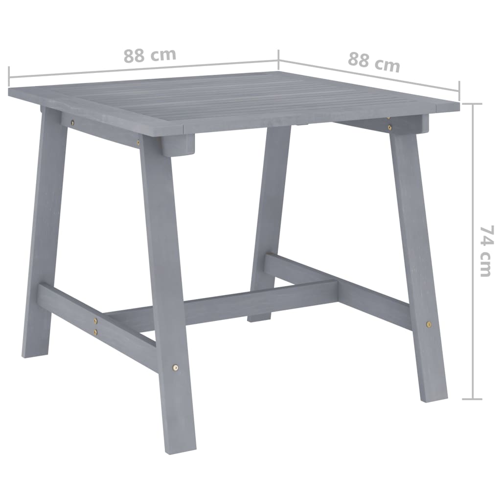 Table à manger de jardin grise 88x88x74 cm en bois d'acacia massif