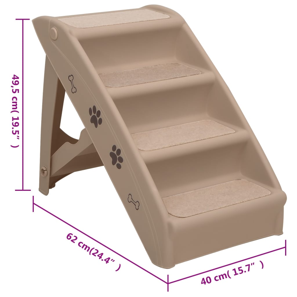 Escalier pliable pour chien marron 62 x 40 x 49,5 cm