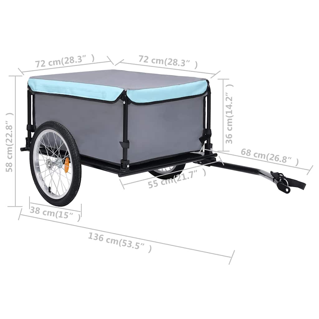Fahrradanhänger Grau und Blau 65 kg