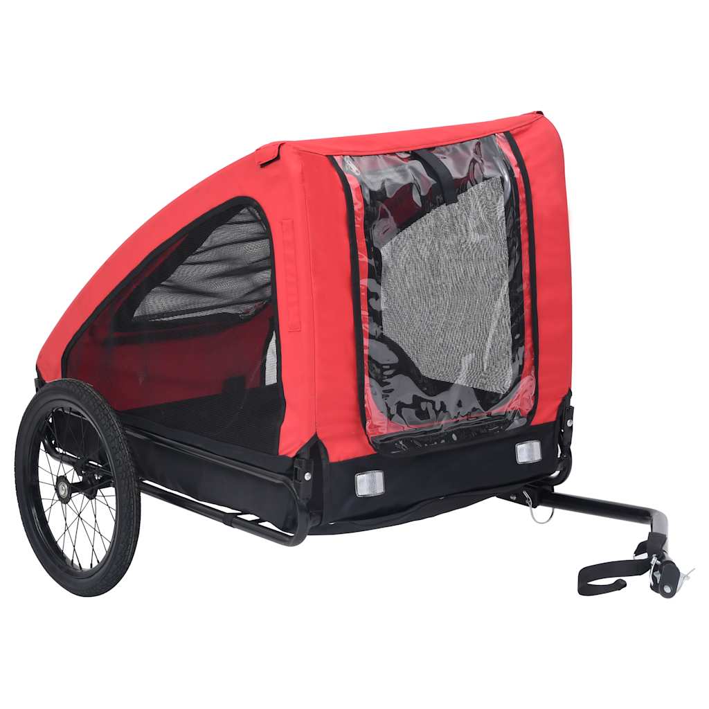 Remorque à vélo pour chiens rouge et noire