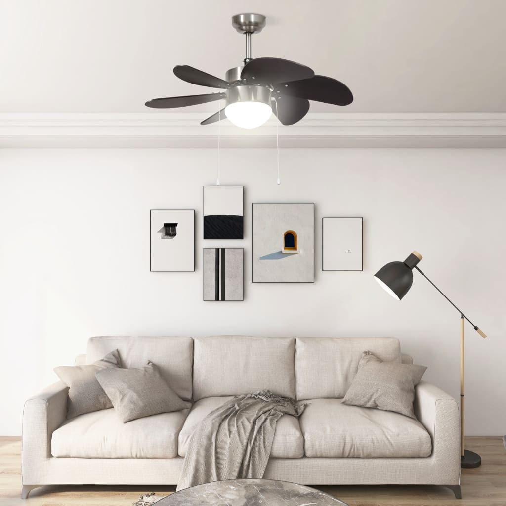 Ceiling Fan with Lamp 76 cm Dark Brown