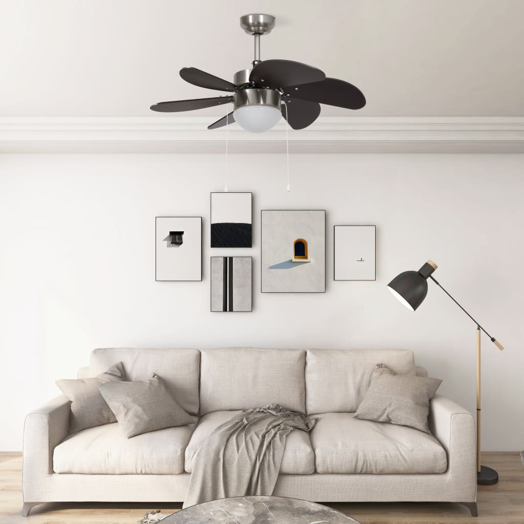 Ceiling Fan with Lamp 76 cm Dark Brown