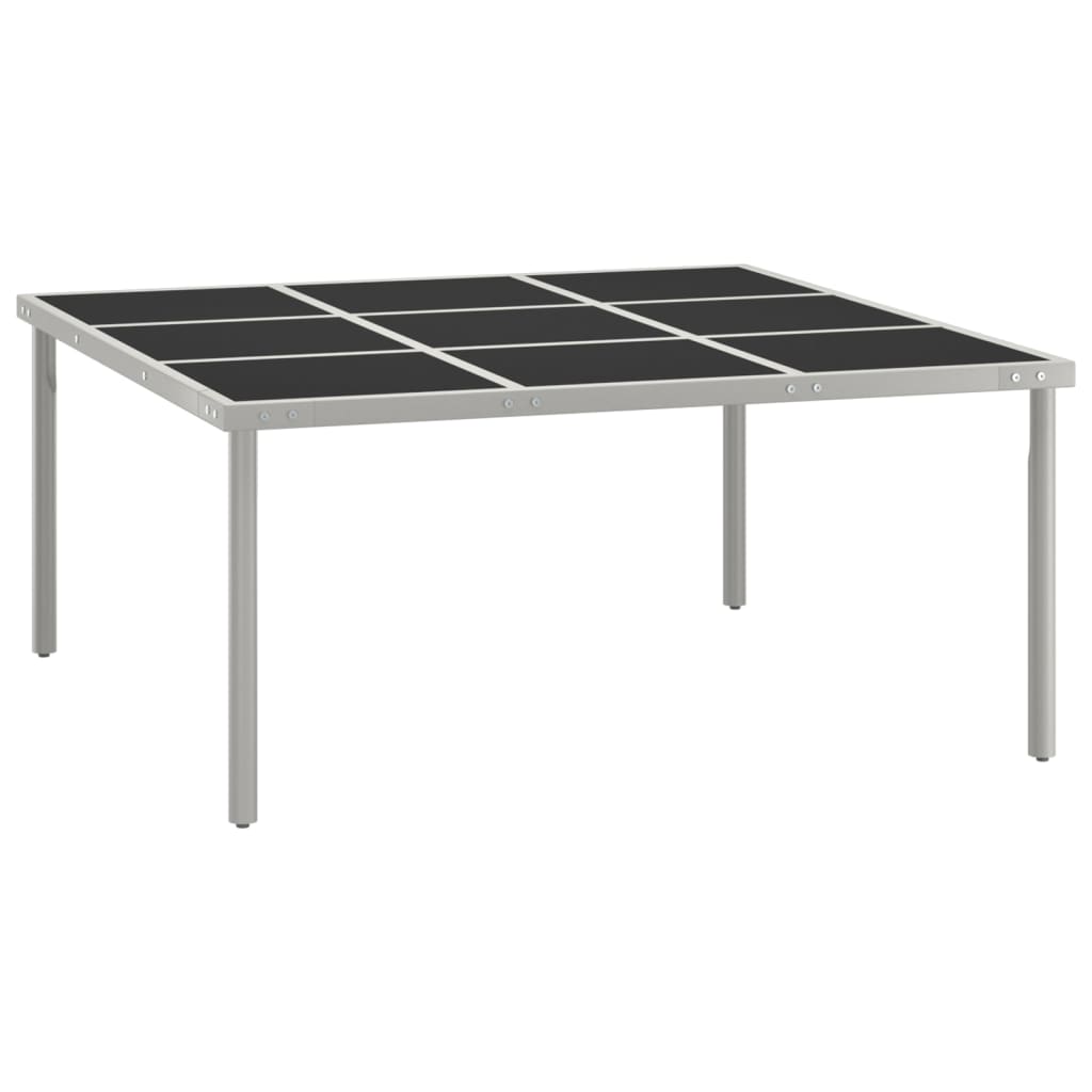 Table à manger de jardin 170x170x74,5 cm en verre et acier