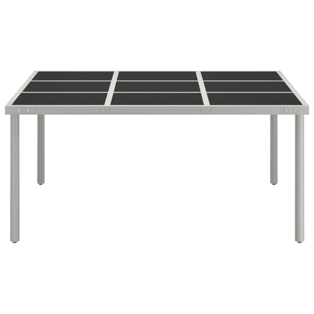 Table à manger de jardin 170x170x74,5 cm en verre et acier
