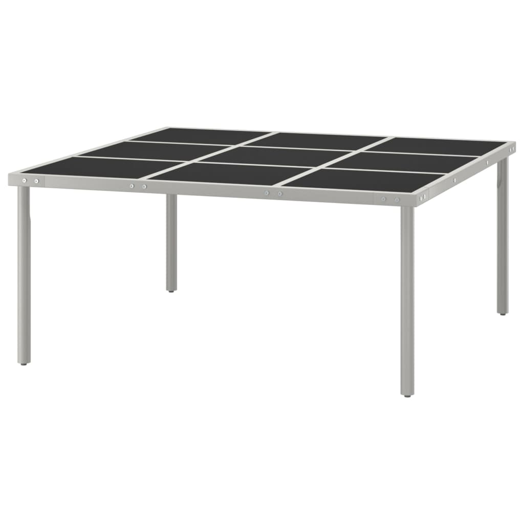 Table à manger de jardin 170x170x74,5 cm en verre et acier