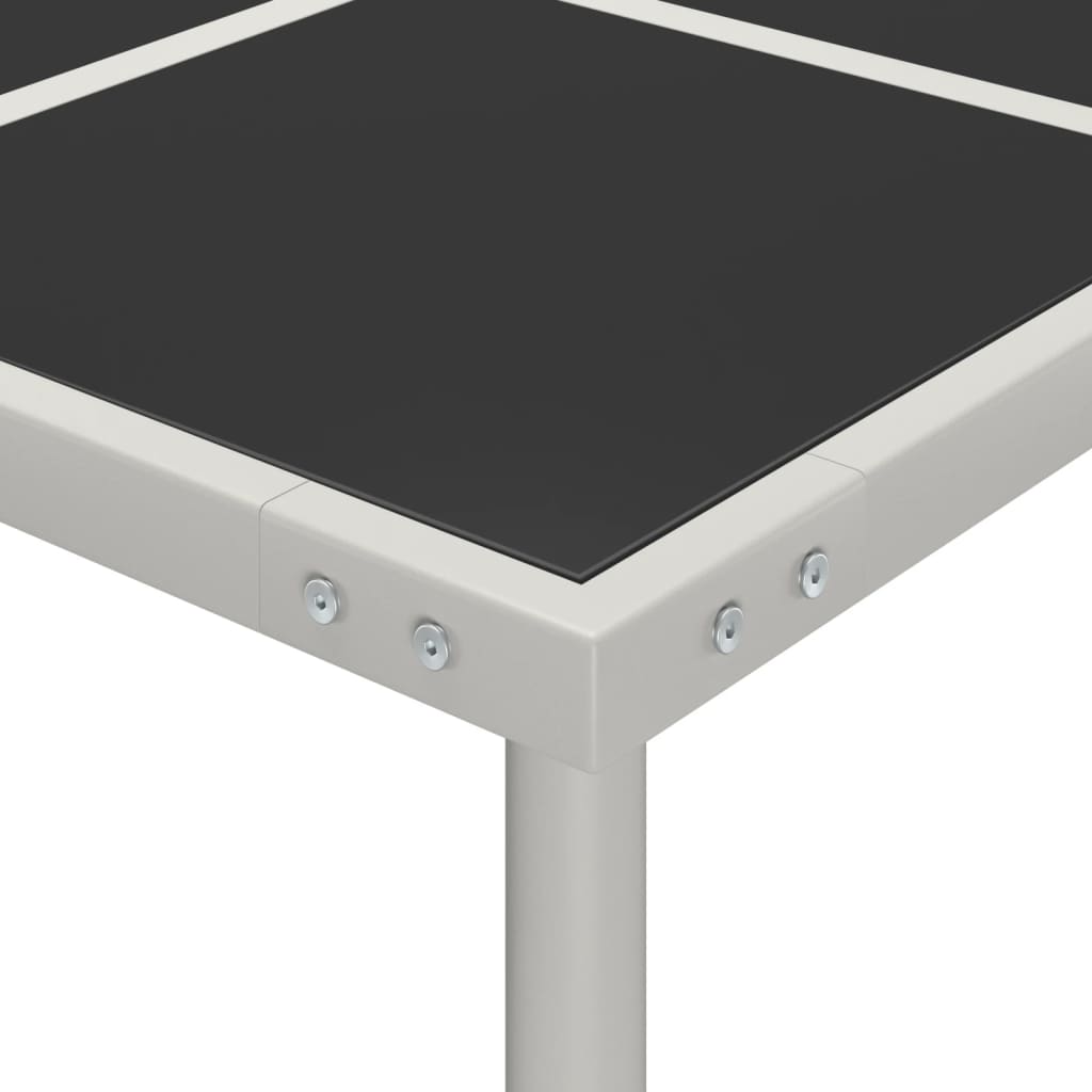 Table à manger de jardin 170x170x74,5 cm en verre et acier