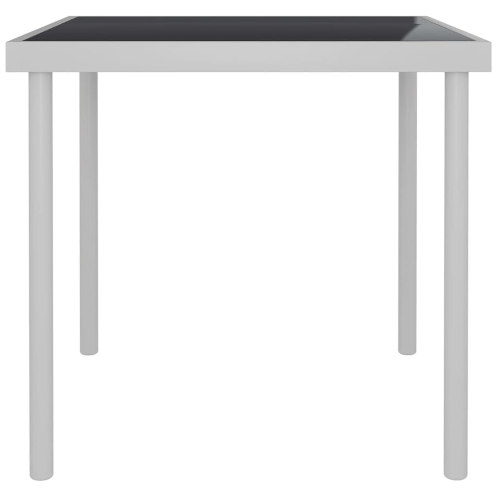 Garten-Esstisch Hellgrau 80x80x72 cm Glas und Stahl