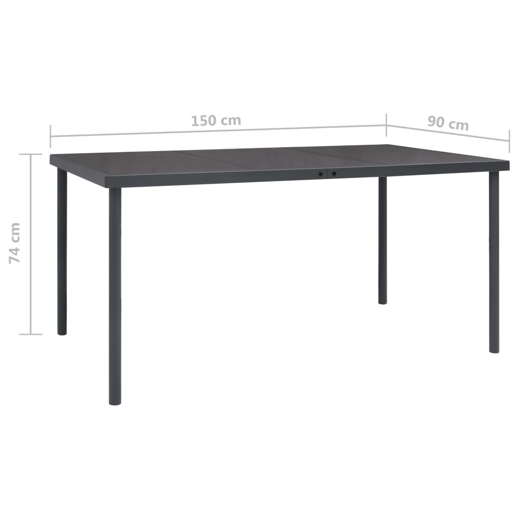 Outdoor dining table anthracite 150x90x74 cm steel