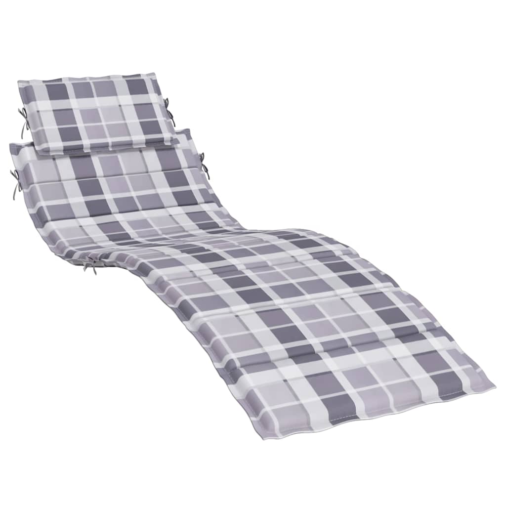 Sonnenliegen-Auflage Grau Karomuster 186x58x4 cm Oxford-Gewebe