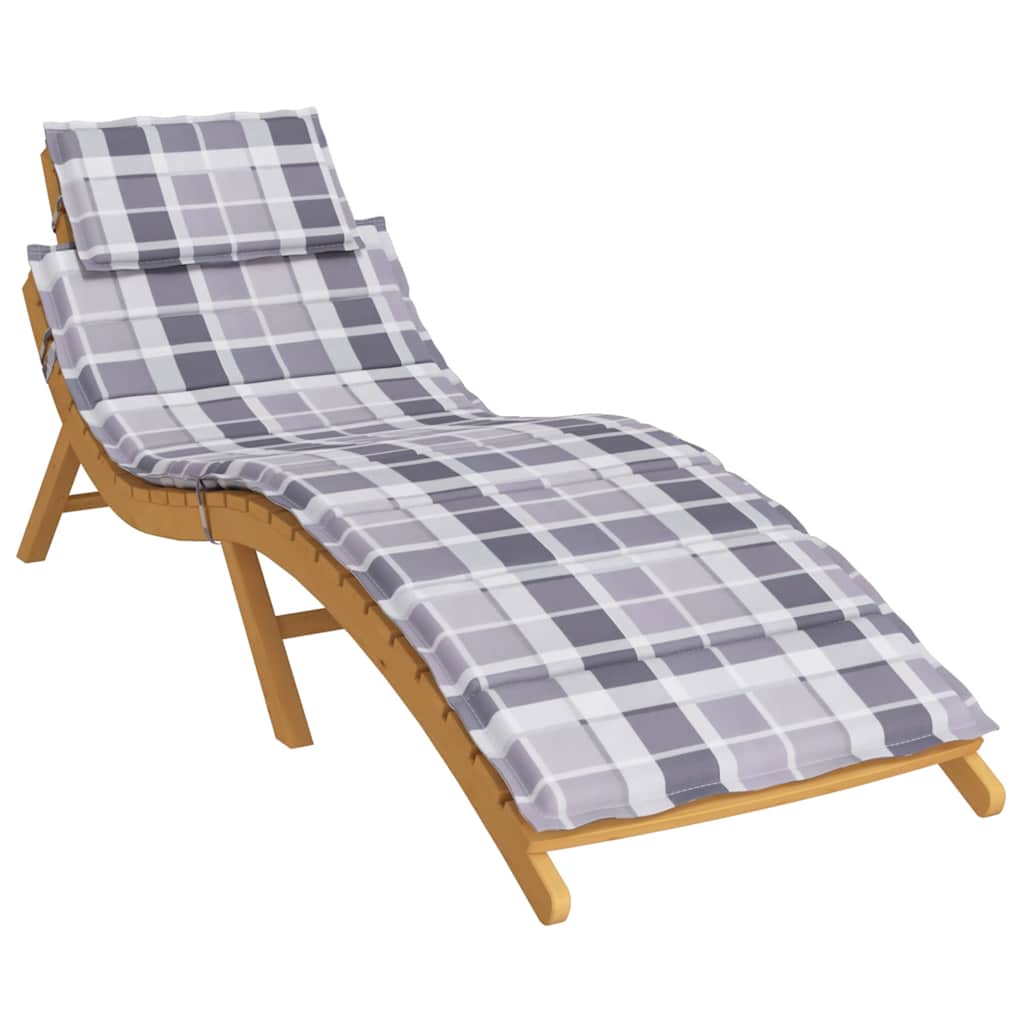 Sonnenliegen-Auflage Grau Karomuster 186x58x4 cm Oxford-Gewebe