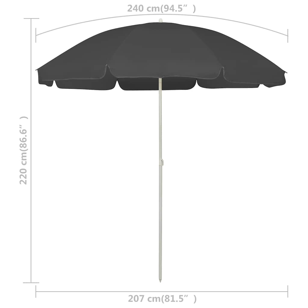 Strandschirm Anthrazit 240 cm