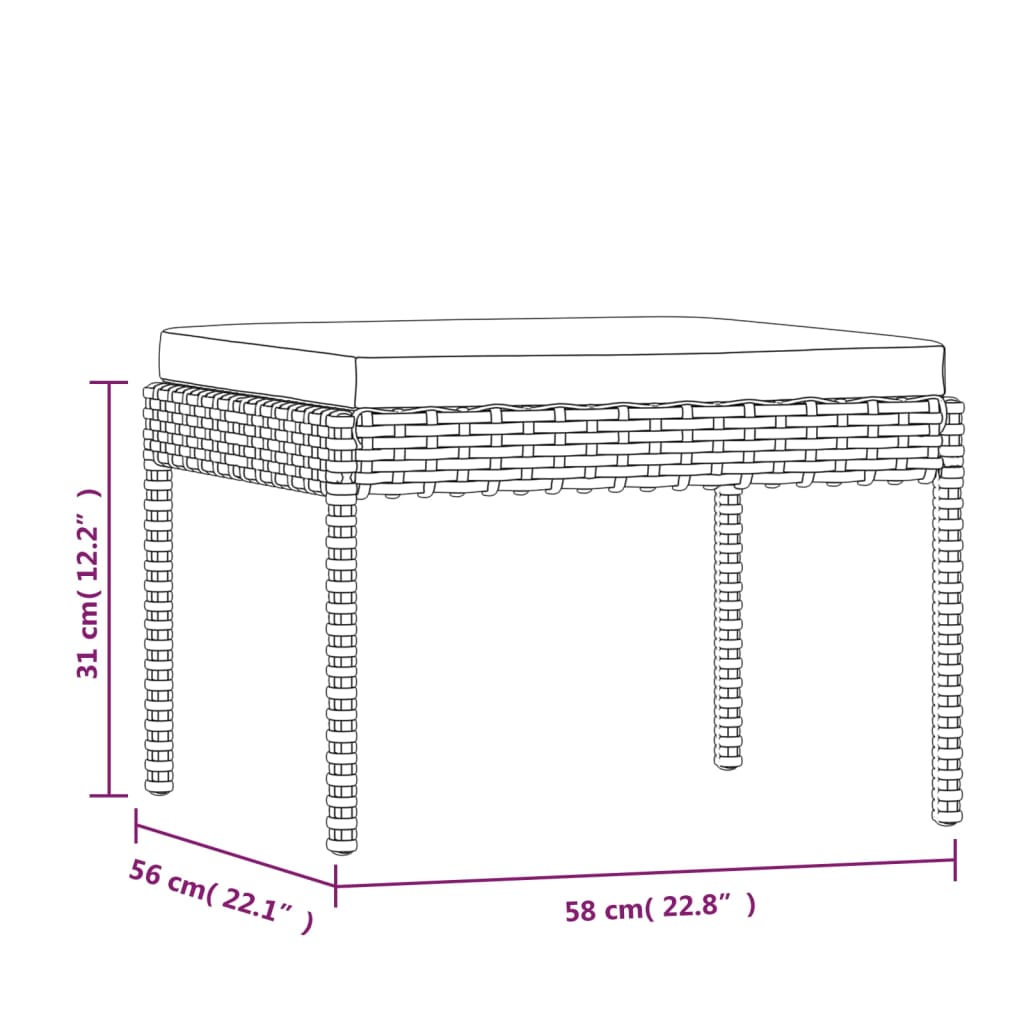 6-tlg. Garten-Lounge-Set mit Kissen Poly Rattan Grau