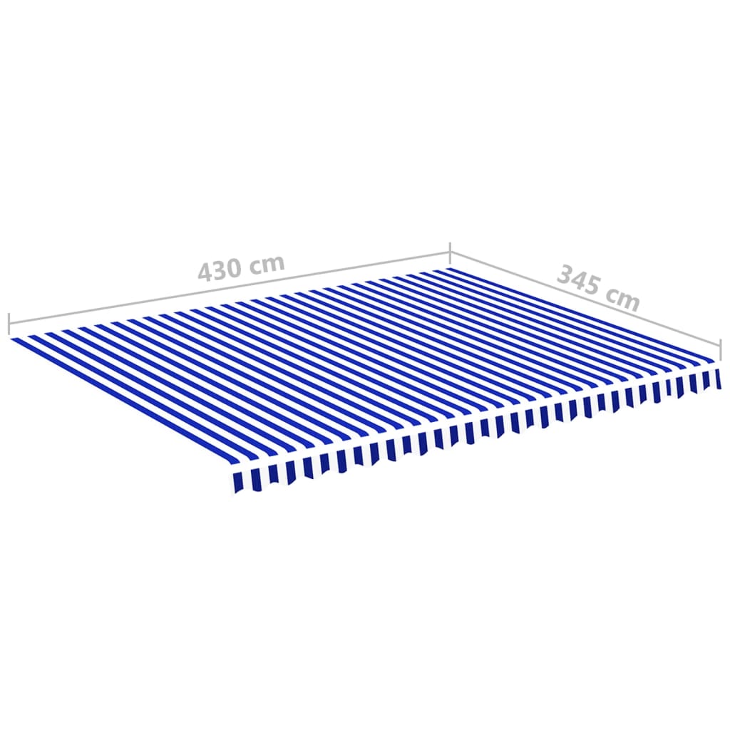 Ersatzstoff für Markise Blau und Weiß 450x350 cm Polyester