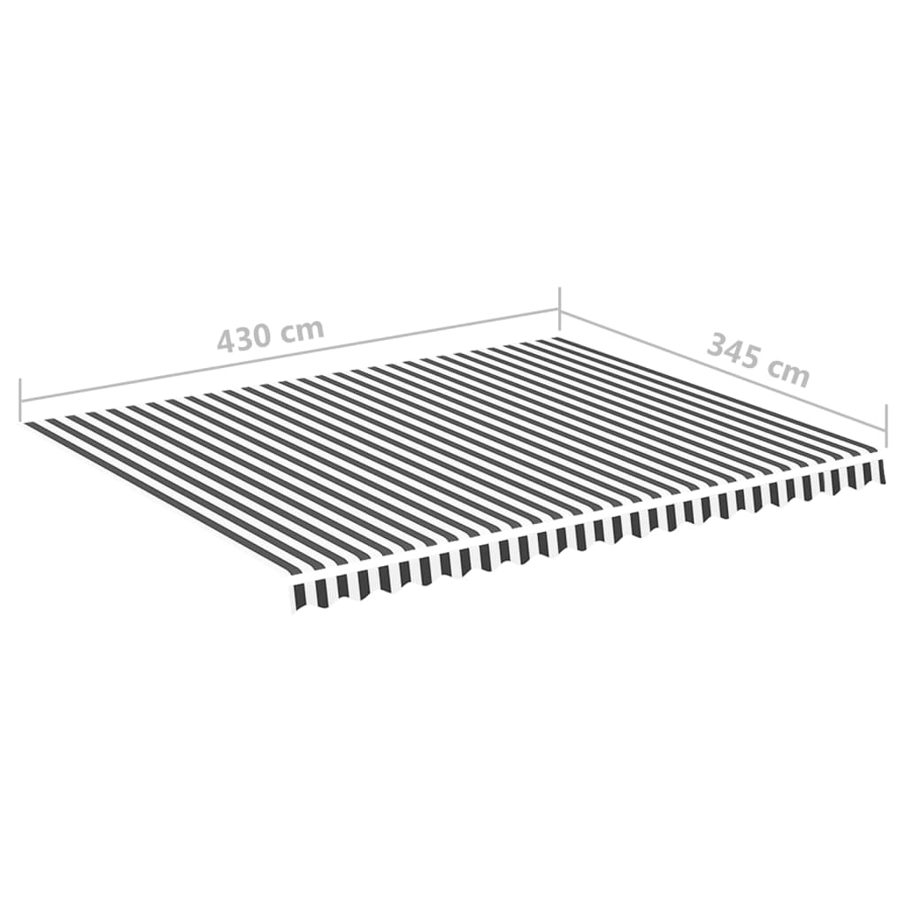 Ersatzstoff für Markise Anthrazit und Weiß 450x350 cm Polyester