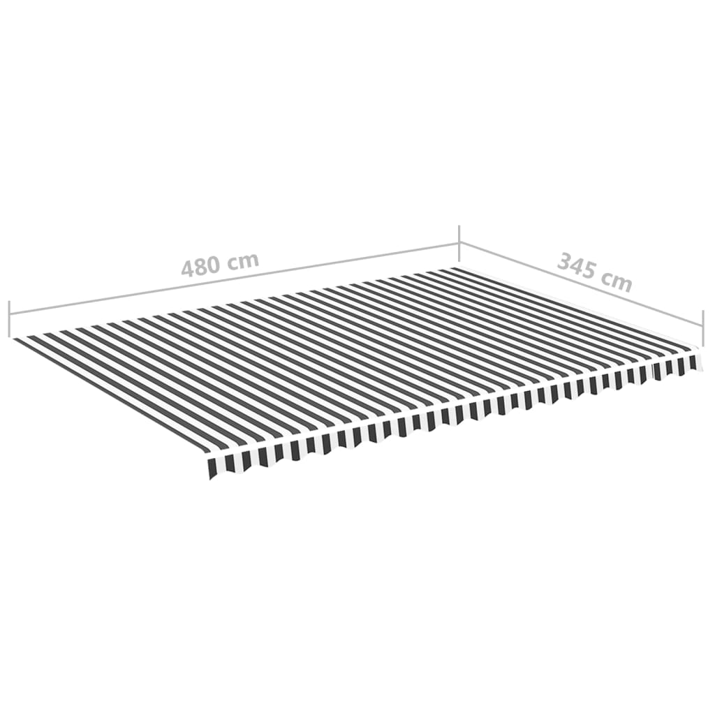 Ersatzstoff für Markise Anthrazit und Weiß 500x350 cm Polyester
