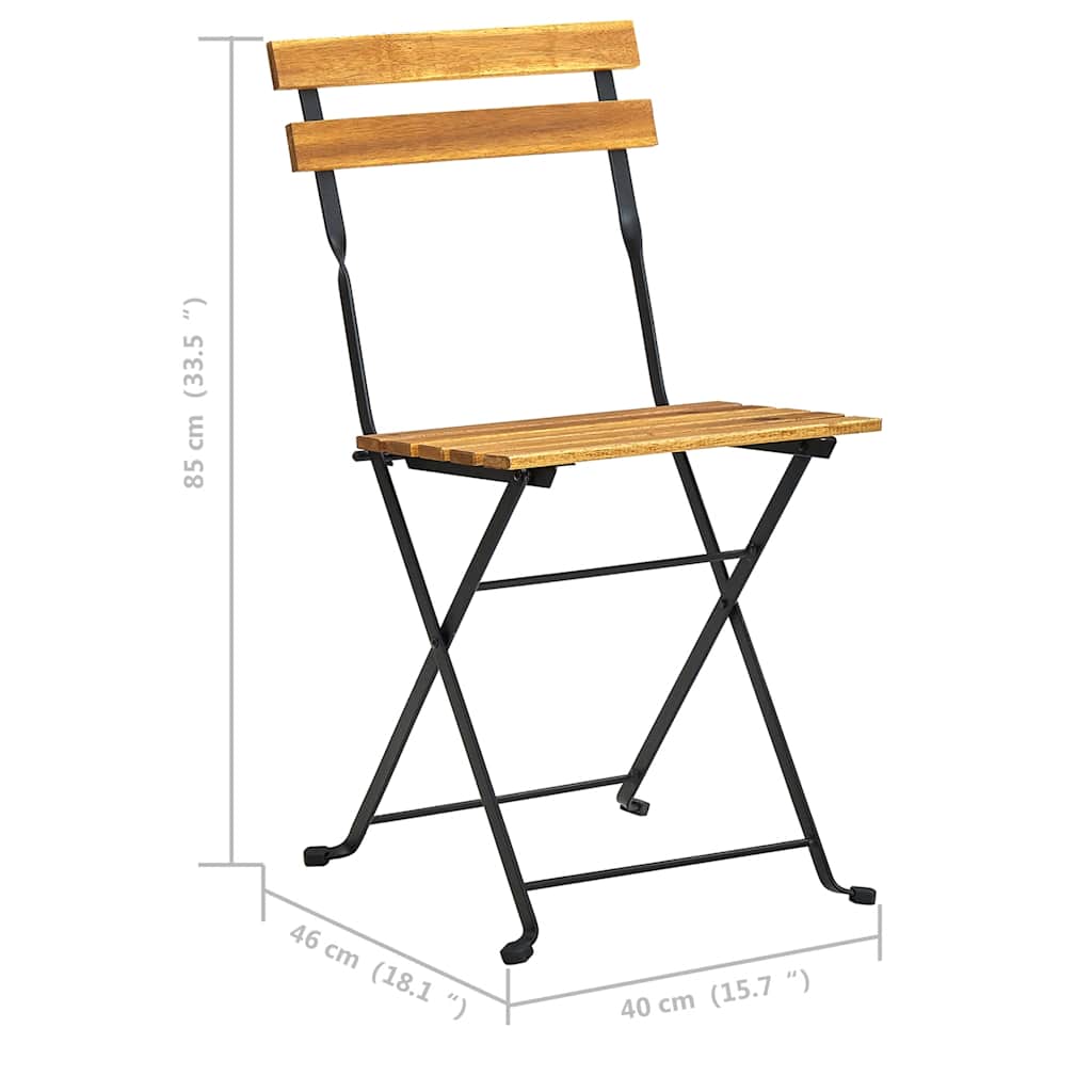 Klappstühle, 2 Stück, Stahl und massives Akazienholz