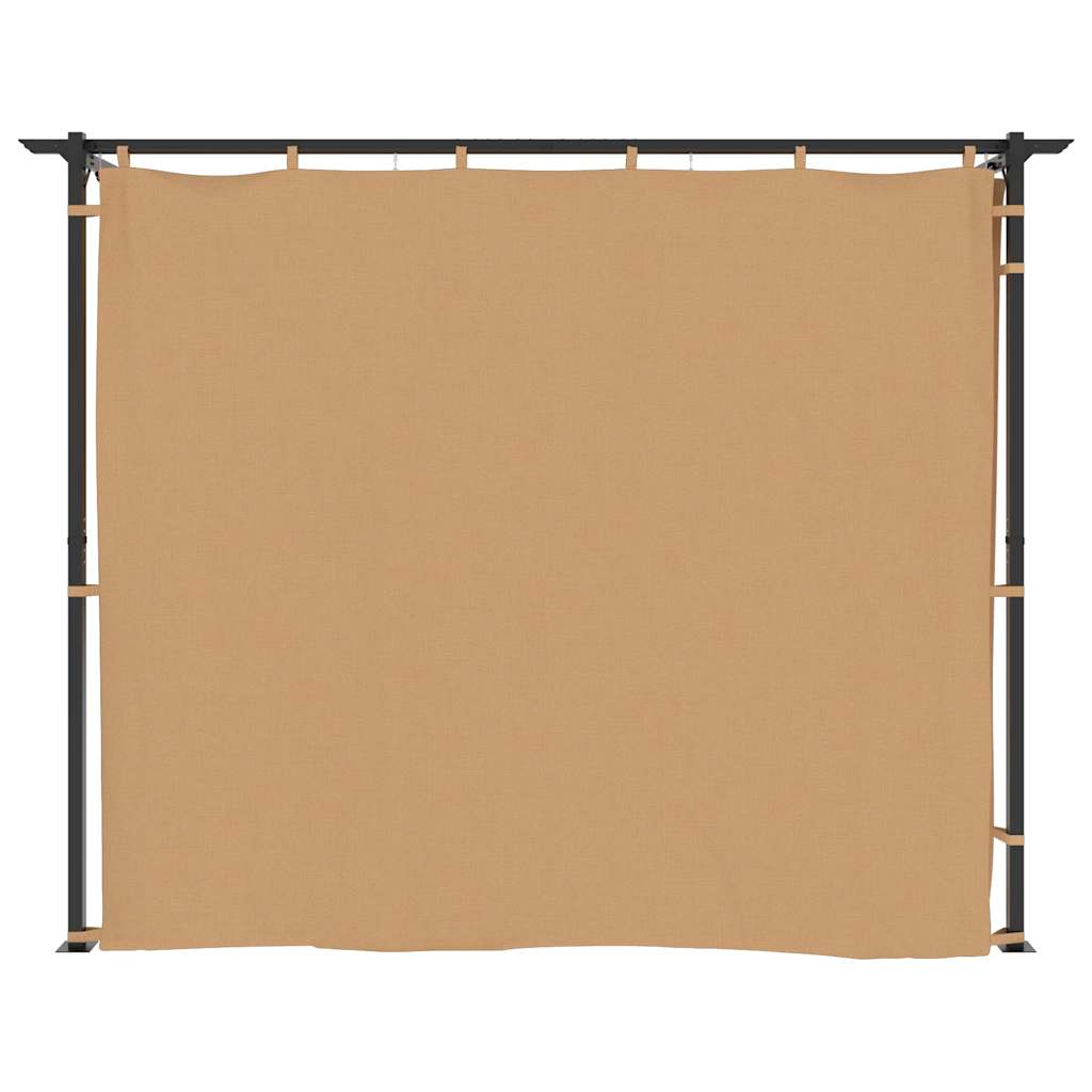 Pavillon mit Vorhängen 6x3 m Taupe Stahl