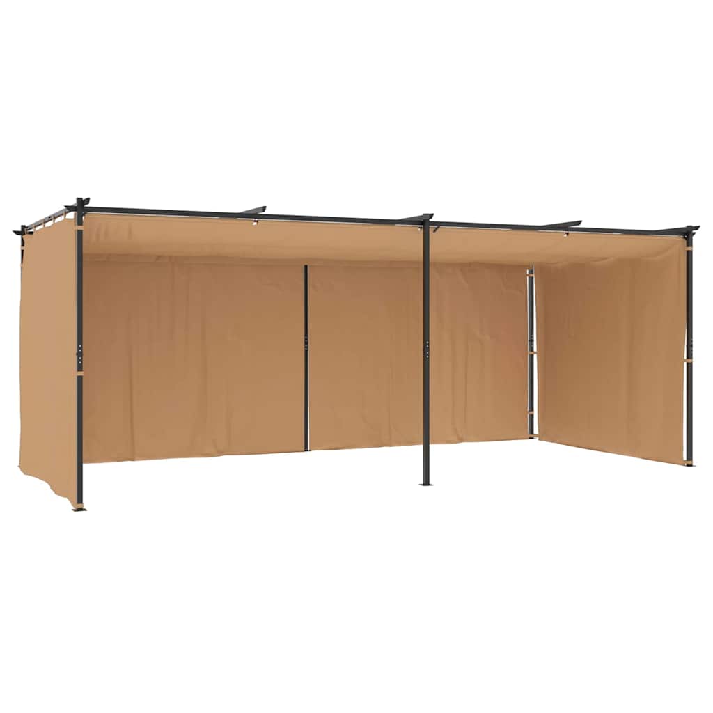 Pavillon mit Vorhängen 6x3 m Taupe Stahl