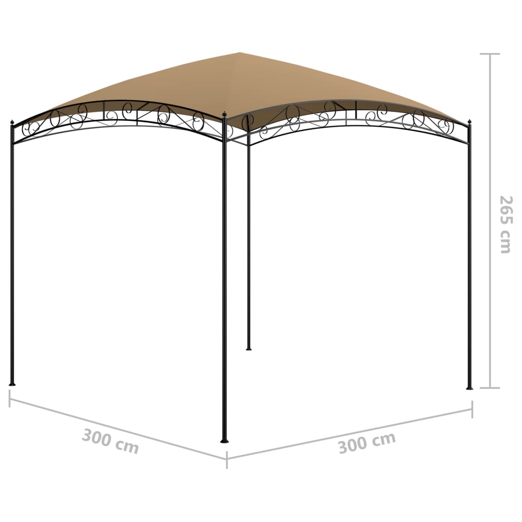 Gazebo 3x3x2.65 m taupe 180 g/m²