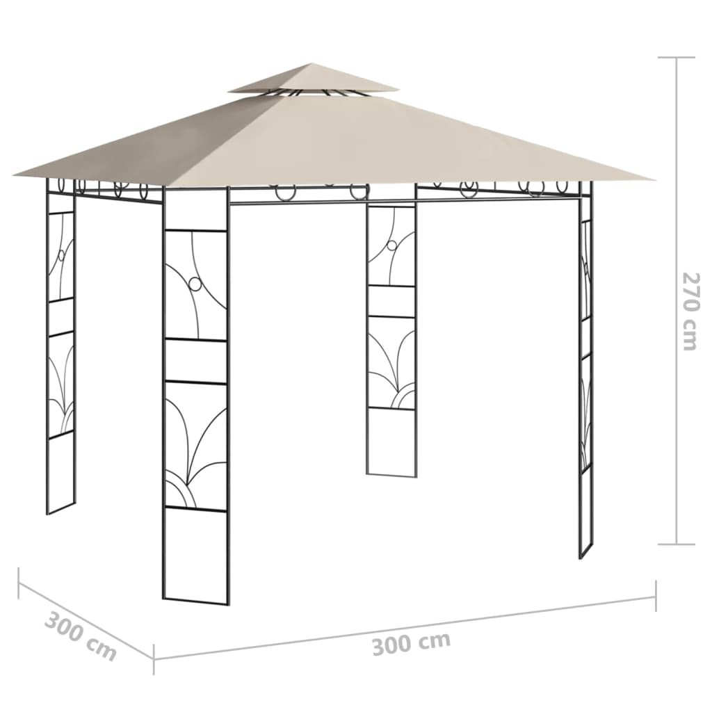 Tonnelle 3x3x2,7 m crème 160 g/m²