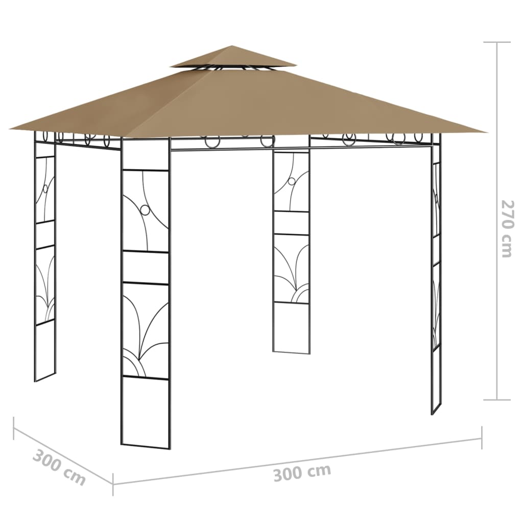 Gazebo 3x3x2.7 m taupe 160 g/m²