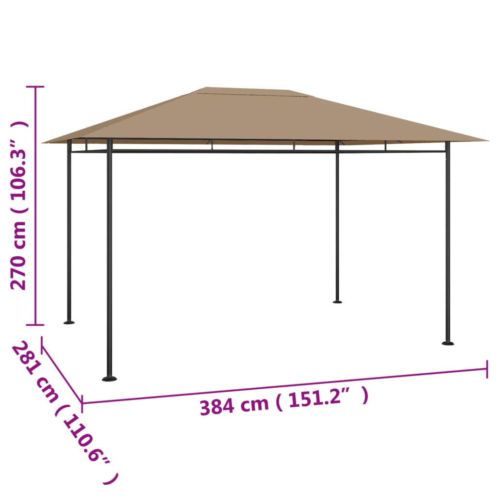 Pavillon 384x281x270 cm Taupe 180 g/m²