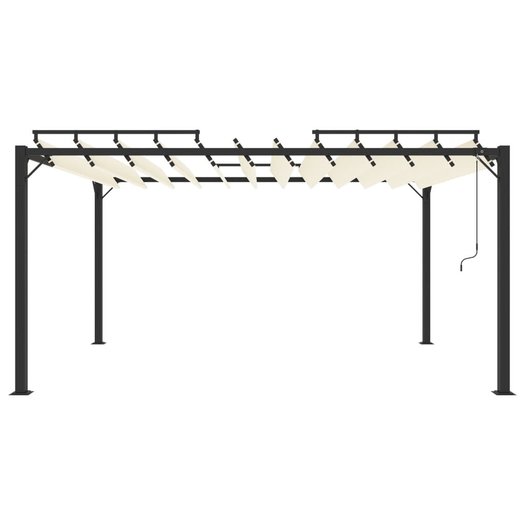 Pergola mit Lamellendach 3x4 m Creme Stoff und Aluminium