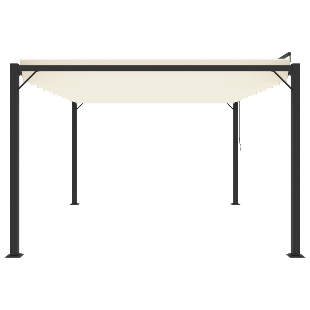 Pergola mit Lamellendach 3x4 m Creme Stoff und Aluminium