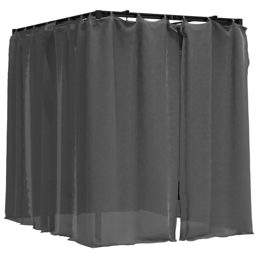Double sun lounger with curtains and canopy anthracite