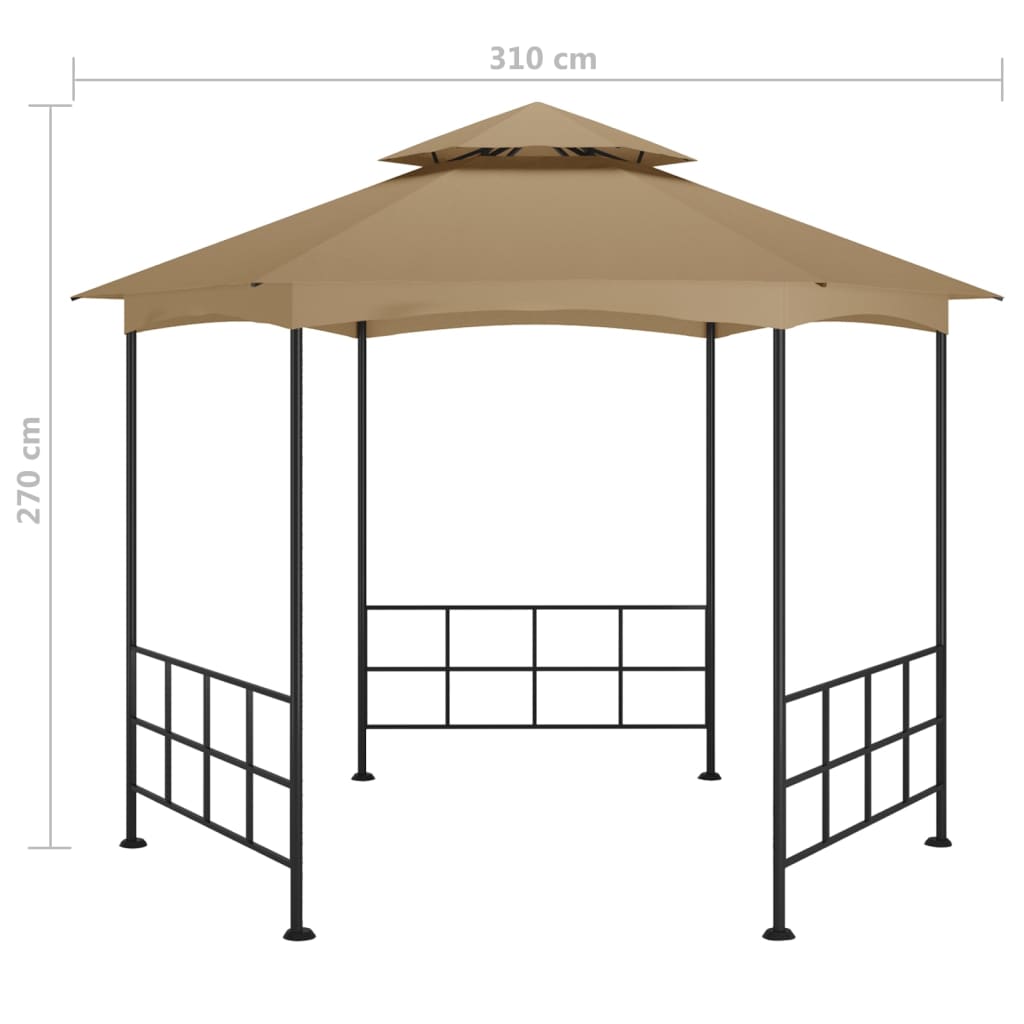 Pavillon mit Seitenwänden 3,1x2,7 m Taupe