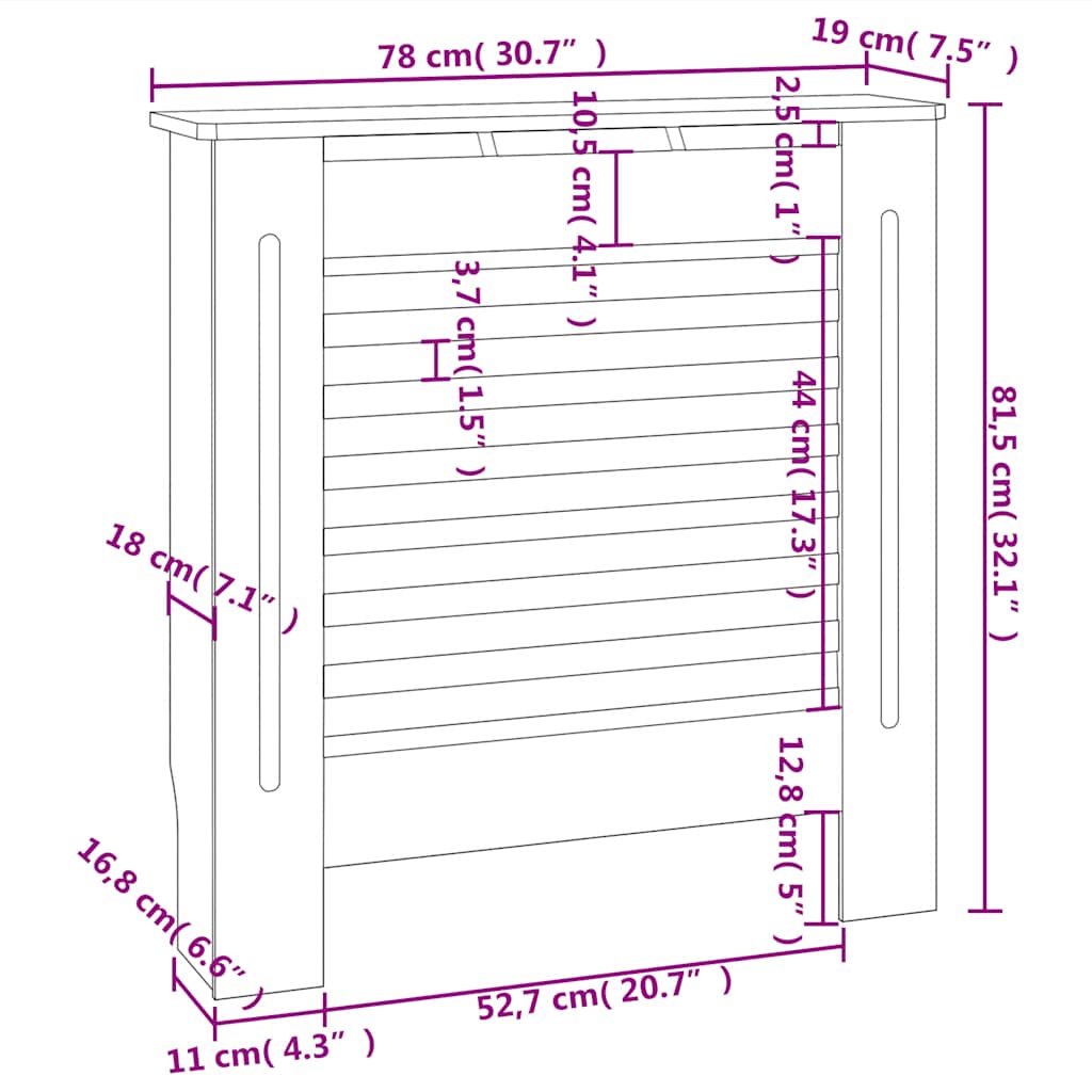 MDF Heizkörperverkleidung Weiß 78 cm
