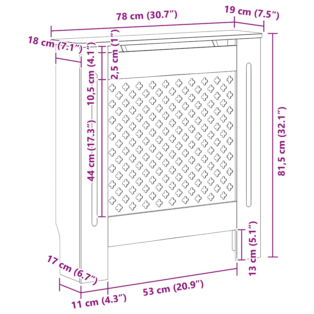MDF Heizkörperverkleidung Weiß 78 cm